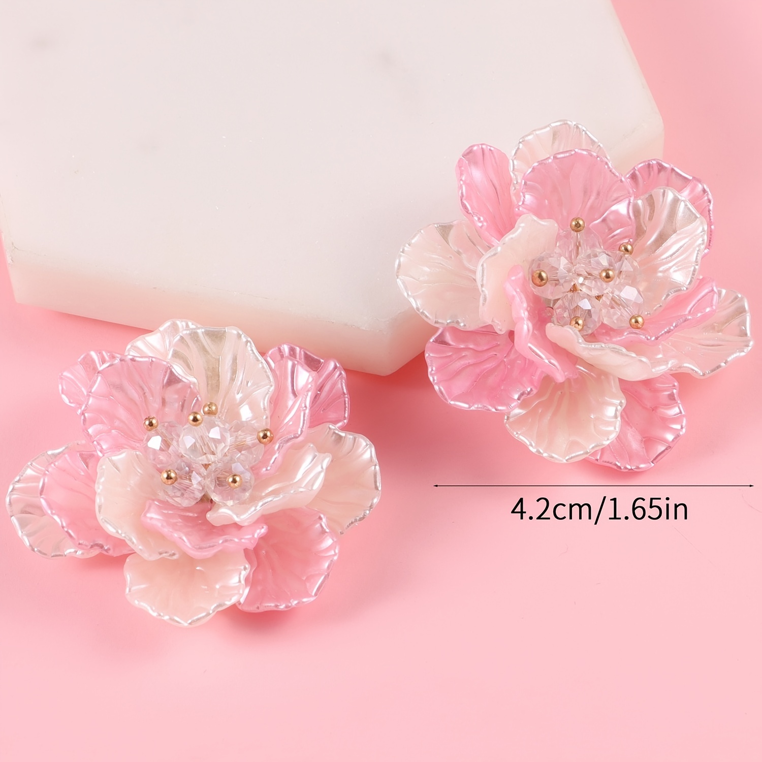 1pc Plastic ABS Pearl Flower Two Tone Accessory
